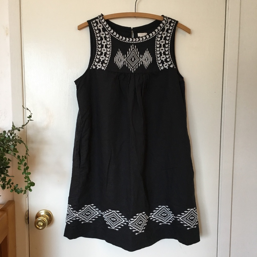 J. Crew embroidered shift dress tribal boho short